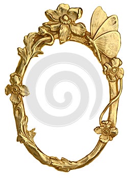 Oval Picture Frame with Butterfly