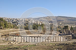 Oval Plaza in Jerash, Jordan photo