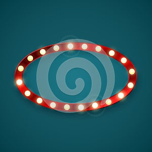 Oval retro banner with shining lights. Vector illustration