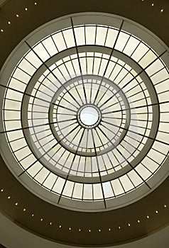 Oval roof constructed of glass and steel