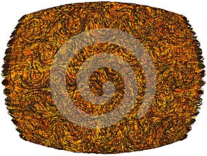 Oval rug, mat, doormat, carpet with grunge stripe, wavy pattern and fringe in brown, orange, yellow colors isolated on white