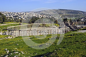 The oval square in Jerash. Jordan