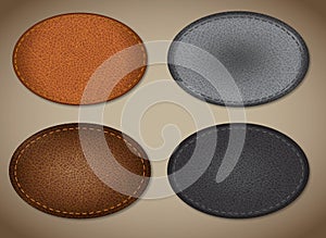 Oval tags with realistic leather texture