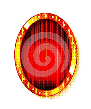 Oval vintage frame on red background