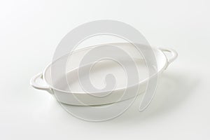 Oval white ceramic dish