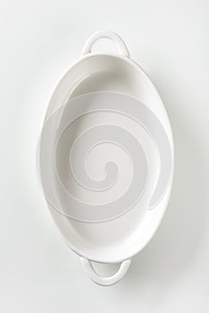 Oval white ceramic dish