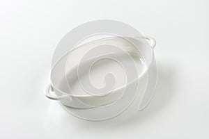 Oval white ceramic dish