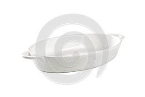 Oval white ceramic dish