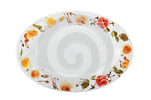 Oval white plate with