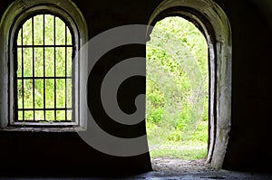 The oval window and the entrance to the old fortress