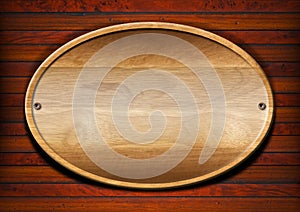 Oval Wood Board on Wall