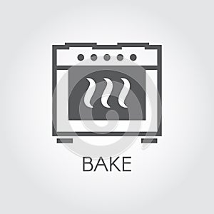 Oven bake icon drawing in flat style for different cooking projects or kitchen interior design