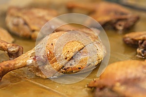 Oven baked duck legs. Roast duck.Duck baked with potatoes in the oven