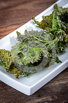 Oven baked olive oil and salt kale chips