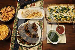 Oven baked onion and spinach pakoda, khandvi and other snacks