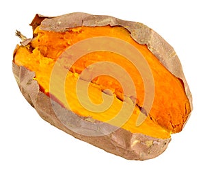 Oven Baked Sweet Potato Isolated On White