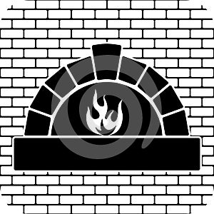 oven with burning fire, vector