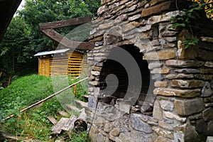 An oven with coal fter firewood. Cooking outdoor