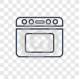 Oven concept vector linear icon isolated on transparent background, Oven concept transparency logo in outline style