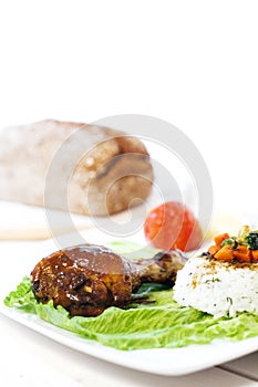 Oven cooked Chicken leg dish with rice