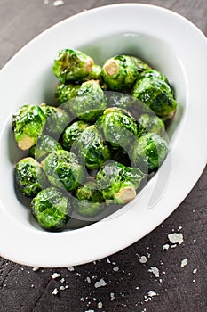 Oven Roasted Brussels Sprouts angled shot