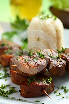 Oven steak with rice