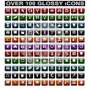 Over 100 Glossy Icons