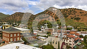 Over The Downtown City Center area of Bisbee Arizona USA