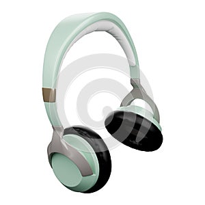 Over-ear headphones light green 3D.