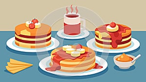 Over plates of fluffy pancakes and crispy bacon the group excitedly shared their recent thrift store finds.. Vector photo
