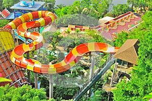 Sunway Lagoon water theme park over view