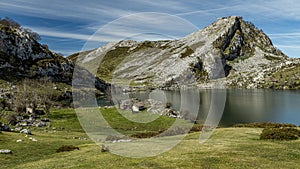 Over view of Enol lake (Lagos de Covadonga)