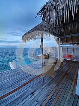 Over water villa view photo