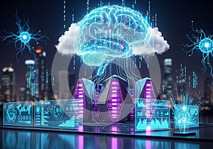 Overall composition suggests a high-tech, interconnected digital