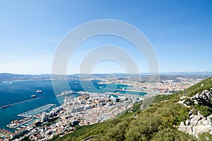 Overall view from top of the Rock of Gibraltar city