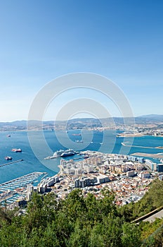 Overall view from top of the Rock of Gibraltar city