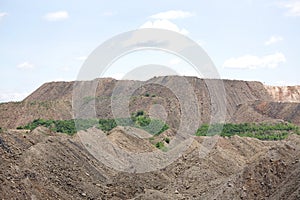 Overburden mountain formed in a coal mines