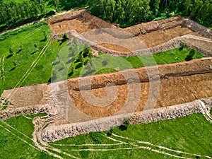 Overburden removal during sand pit preparation