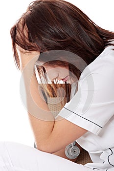 Overburdened doctor in the stress photo