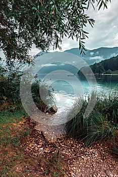 Overcast afternoon on Lake Bohinj, Slovenia