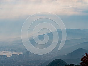 Overcast autumn landsacpe at Mount Hiei