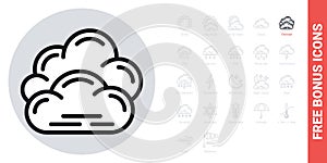 Overcast, cloudiness or nebulosity icon for weather forecast application or widget. Clouds close up. Simple black and