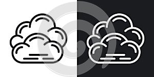 Overcast, cloudiness or nebulosity icon for weather forecast application or widget. Clouds close up. Two-tone version on