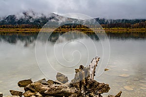 Overcast morning. Vermillion Lakes Banff National Park Alberta Canada