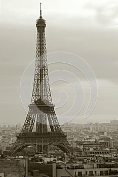 Overcast Paris and the Eiffel Tower