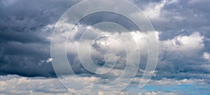 Overcast sky with dark cloud in windy day.