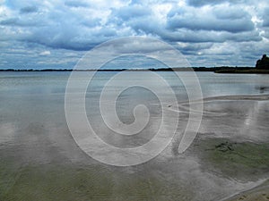 Overcast Sky Over Peaceful Lake