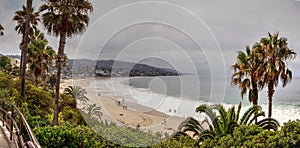 Overcast Summer sky over Main Beach in Laguna Beach