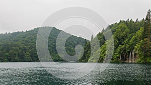 An overcast summers day on Lake Kozjak at Plitvice Lake