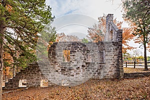 Overcast view of the cottage ruins